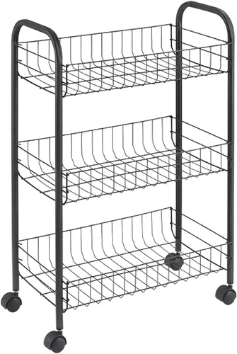 Metaltex Lugano Carrito de 3 niveles con ruedas – Carrito de almacenamiento multiusos para el hogar, incluyendo cocina, baño, oficina y garaje –