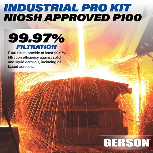 Miniatura 4 de GERSON Industrial P100 Respirador Kit de soldadura, sílice y polvo de hormigón, molde (mediano)