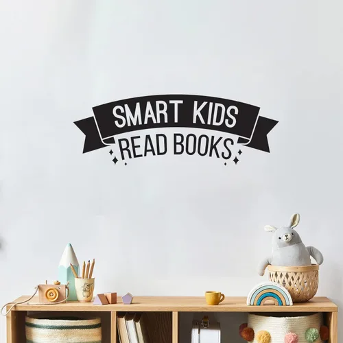 Vinilo decorativo para pared, diseño inteligente para niños, leído libros, 8.7 x 25 pulgadas, optimismo motivacional moderno, cita educativa, hogar,