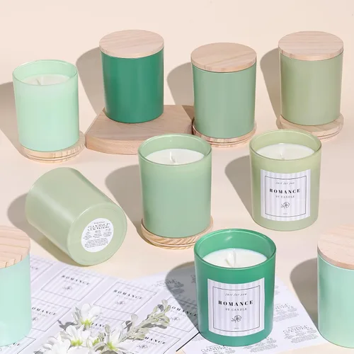 Miniatura 15 de 12 tarros de velas rosas surtidos para hacer velas, tarros de vela vacíos de 10 onzas con tapas y etiquetas de bambú, tarro de vela de vidrio
