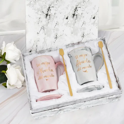 Miniatura 8 de Maustic Abuela Abuelo Regalos en español, Las Mejores Tazas de Café de Abuela y Abuelo, Tazas de Café de la Mejor Abuela y Abuelo del Mundo, Regalos