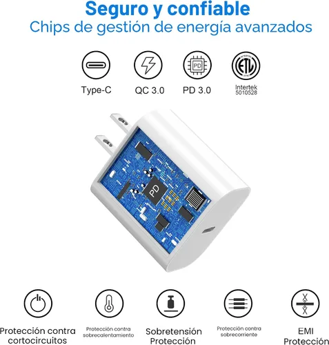 Miniatura 2 de Bloque de carga USBC para enchufe de carga de iPhone 17, certificado MFI rápido USB C cubo de pared, paquete de 2 adaptadores de corriente