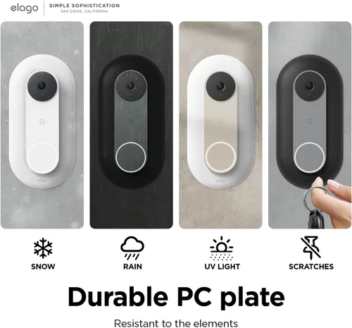 Miniatura 5 de elago Soporte compatible con Google Nest Hello Video Doorbell Wall Plate (cableado, 2ª y 3ª generación), timbre de puerta, color perfecto para Nieve