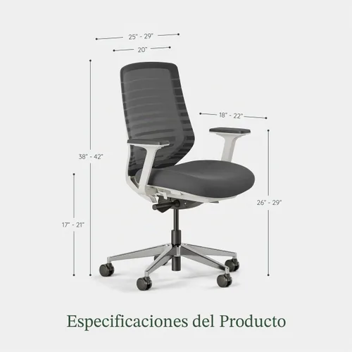 Miniatura 3 de Silla ergonómica Branch - Una silla de escritorio versátil con soporte lumbar ajustable, respaldo de malla transpirable y ruedas suaves - Grafito