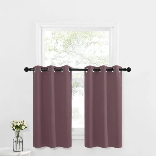 Miniatura 208 de NICETOWN Cortinas opacas de cocina para ventana sobre el fregadero, aislamiento térmico, decoración del hogar, pequeños niveles opacos con ojales