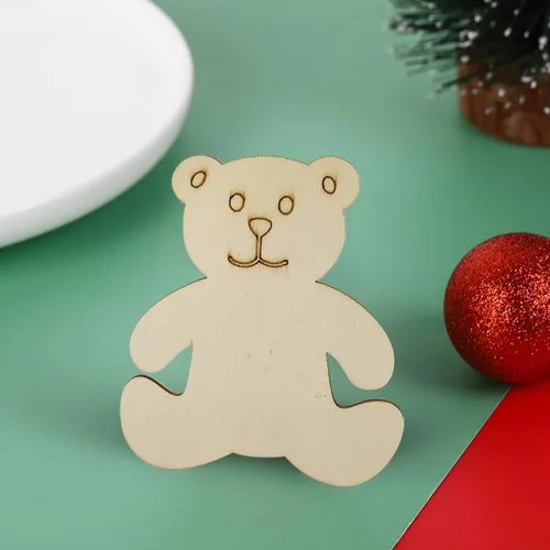 Miniatura 5 de Paquete de 32 adornos colgantes de oso de madera sin acabar, para manualidades, regalo para Acción de Gracias, Navidad, hogar, fiesta, decoración