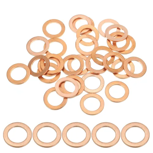 Miniatura 45 de PATIKIL Anilla de arandela de cobre M4, 25 piezas, 4mm ID 8mm OD 1mm de espesor, arandela plana métrica de sello de cobre para tornillos, pernos
