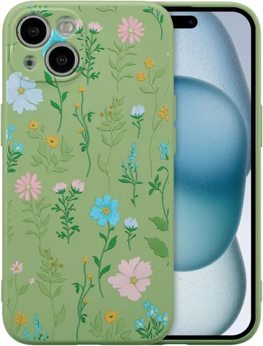 Miniatura 94 de RALEAVO Funda Floral para iPhone 12, Cubierta de Silicona Líquida con Bonito Patrón de Rama de Flores para Niñas y Mujeres, Funda Protectora de Goma