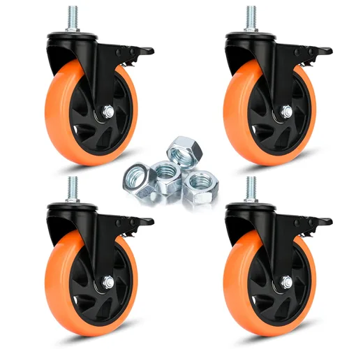 Miniatura 11 de Ruedas de Vástago de 3 Pulgadas Ruedas de Vástago Roscadas de Alta Resistencia Ruedas Giratorias de Vástago UNC 3/8"-16 x 1 Juego de 4 Ruedas