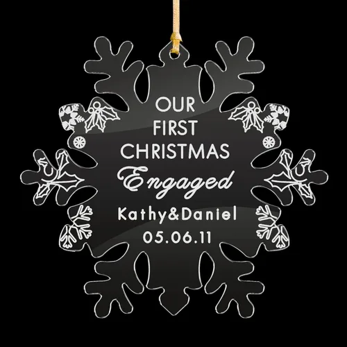 Miniatura 6 de EDSG Decoración personalizada para árbol de Navidad, corazón acrílico, nuestra primera Navidad para parejas comprometidas, decoración de árbol
