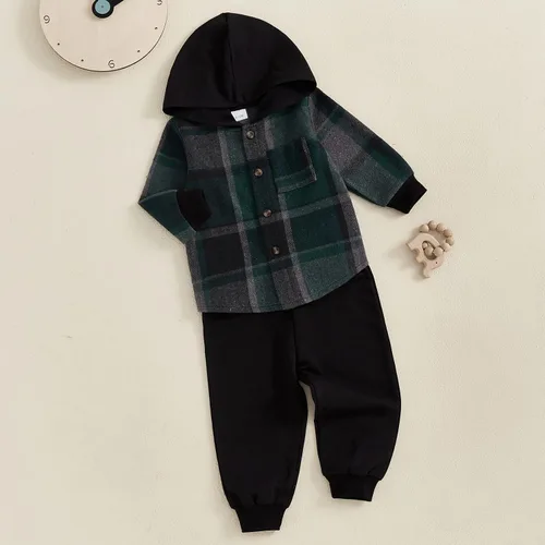 Miniatura 102 de Conjunto de ropa de otoño e invierno para bebé y niño, sudadera larga con capucha y pantalones para niños pequeños, 6, 12, 18, 24 meses, 2T
