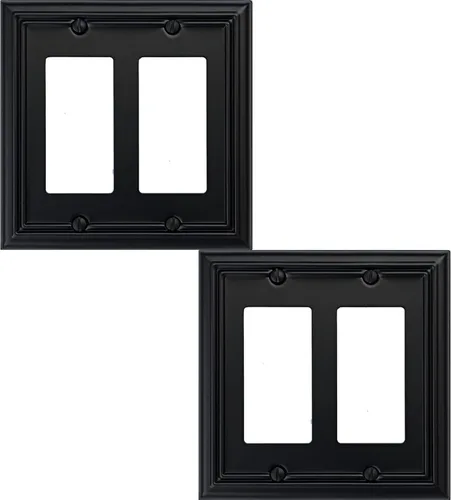Miniatura 18 de OKAWYC Cubierta Cuádruple Decorativa para Interruptor de Luz Adler Placa de Pared de Metal, Paquete de 2 Negro 4 Vías Cuádruple Rocker