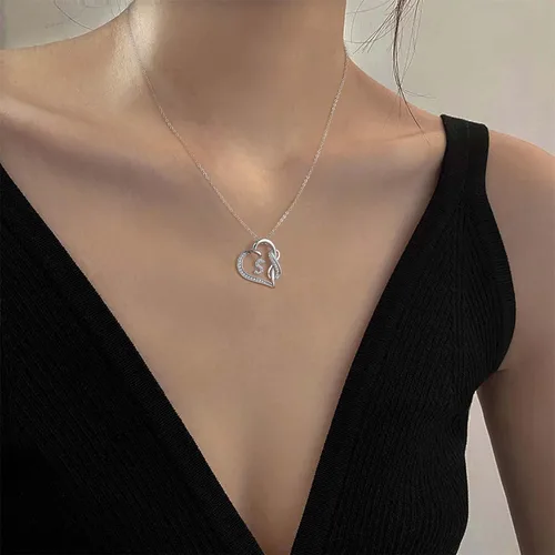 Miniatura 3 de Collares con inicial de corazón para mujer, collar con inicial infinita para regalos de adolescentes y niñas