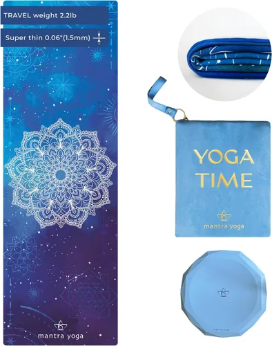 Miniatura 16 de Mantra Yoga Travel PRO 1.5mm con almohadilla para las rodillas - Esterilla plegable para fitness y ejercicio con bolsa Ligera, compacta