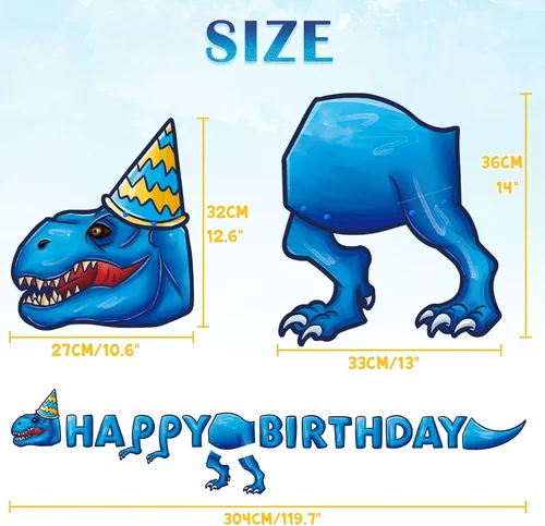 Miniatura 4 de WERNNSAI Cartel de fiesta de feliz cumpleaños – Cartel de cumpleaños de dinosaurio para decoración de fiesta de niños, suministros de decoración
