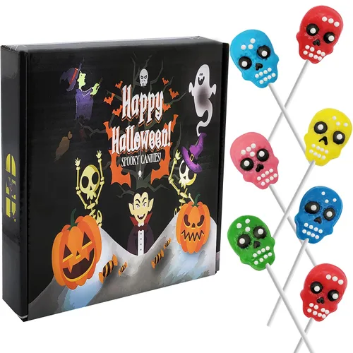 Miniatura 3 de Fruidles Paletas de calavera de Halloween para el Día de los Muertos, envueltas individualmente (paquete de 12)