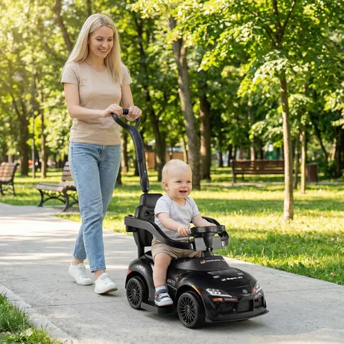 Miniatura 9 de Costzon Coche de empuje para niños pequeños, 3 en 1 Cochecito deslizante para caminar con licencia de Toyota con mango, música, barandilla