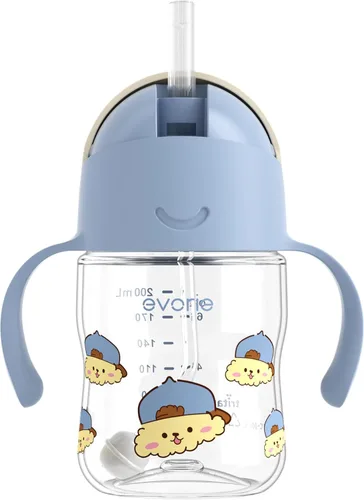 Miniatura 11 de Evorie Tritan - Vaso para beber con popote con peso con asas para bebés y niños pequeños, botella de agua a prueba de derrames con popote para 6