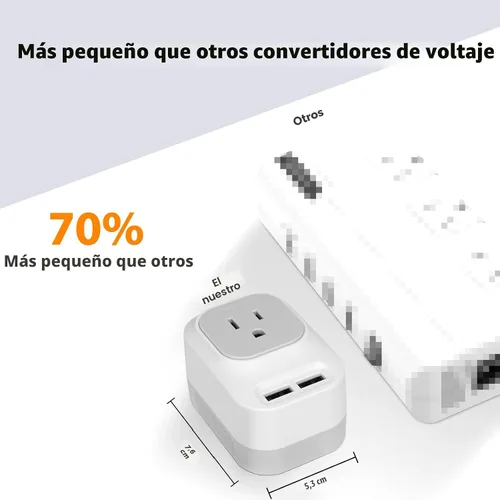Miniatura 3 de Convertidor de voltaje de Estados Unidos a Europa con 2 puertos USB A y 2 puertos USB C de carga rápida, convertidor de corriente de 220 V a 110 V