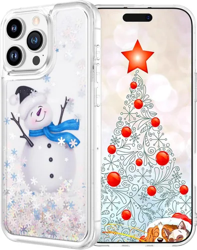 Miniatura 21 de Maxdara Funda de Navidad para iPhone 11, diseño de muñeco de nieve con purpurina líquida brillante cubierta bonita para niñas y niños, 6.1 pulgadas