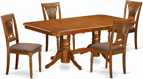Miniatura 15 de East West Furniture NAPL9-WHI-W Juego de mesa de comedor de 9 piezas incluye una mesa de comedor rectangular con hoja de mariposa y 8 sillas