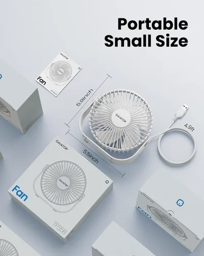 Miniatura 7 de Gaiatop Ventilador de escritorio USB, flujo de aire fuerte de 3 velocidades, portátil de 5.5 pulgadas, rotación de 90°, refrigeración silenciosa