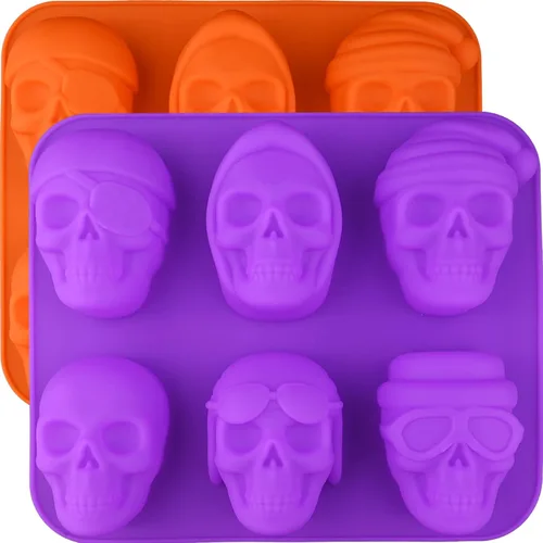 Juego de moldes de silicona de calavera grande 3D, 2 piezas para Halloween, moldes de silicona para resina, moldes de silicona para chocolate,