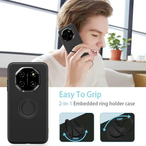 Miniatura 5 de Funda compatible con Blackview Shark 6/Oscal Tiger 8 con protector de pantalla, soporte de anillo giratorio de 360°, TPU a prueba de golpes, funda