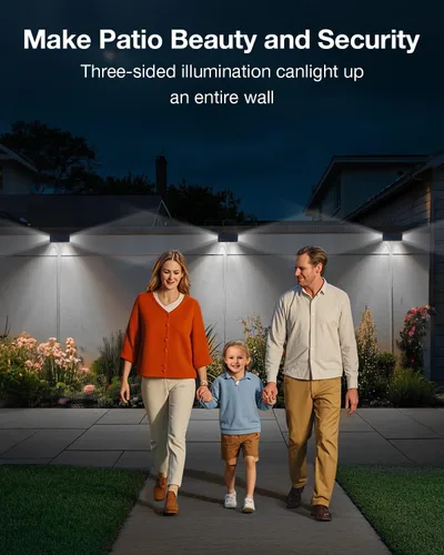 Miniatura 3 de Luces de valla alimentadas por energía solar al aire libre, impermeables, LED de 3 lados, paquete de 8 para patio, cubierta, terraza, barandilla