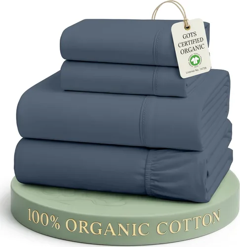 Miniatura 34 de Lane Linen Sábanas de cama tamaño Queen, juego de sábanas 100 % algodón orgánico, sábanas refrescantes suaves tamaño Queen, juego de sábanas Queen
