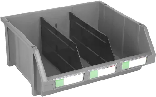 Miniatura 9 de Paquete de 2 contenedores apilables extragrandes de almacenamiento – 16.5 x 14.5 x 6.9 pulgadas, organizador resistente, diseño colgante y de GRIS 2