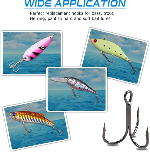 Miniatura 6 de Anzuelos agudos de pesca – 120 ganchos de pesca agudos rojos afilados curvos redondos fuertes de acero de alto carbono para bagre, lubina, trucha