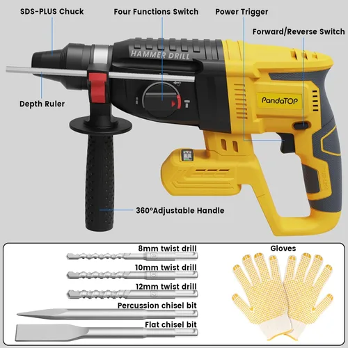 Miniatura 7 de SDS Plus - Taladro de martillo giratorio inalámbrico para batería Dewalt de 20 V máximo, taladro martillo de 20 V sin escobillas