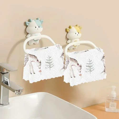 Miniatura 6 de CaTaKu Paños de cocina de animales del bosque de acuarela, paquete de 6 trapos reutilizables para lavar, paños de limpieza de microfibra, paños