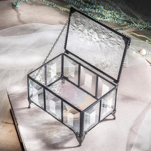 Miniatura 5 de J Devlin - Caja de cristal biselado, caja decorativa para joyas, decoración de recuerdo, cristal transparente, caja 762
