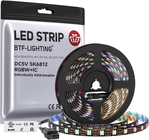 Miniatura 24 de BTF-LIGHTING RGBW RGB+Blanco Frío SK6812 (Similar WS2812B) 4 Colores en 1 Tira LED, Direccionable Individual, 16.4 pies, 60 píxel/m, 300LED Luz