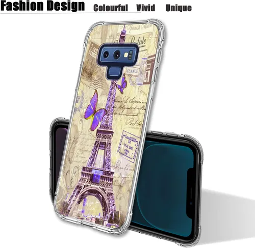 Miniatura 3 de Bcov Funda para Galaxy Note 9, París Torre Eiffel Postal Protección contra Caídas Carcasa a prueba de golpes TPU Cuerpo Completo Funda Protectora