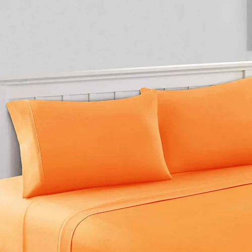 Miniatura 2 de Modern Threads Amrapur Overseas 10100MFS-ORG-QN - Juego de sábanas de microfibra sólida de 4 piezas de 100 GSM (Paradise Orange, Queen)