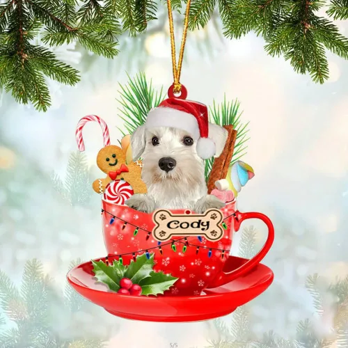 Miniatura 47 de NAZENTI Adorno personalizado de Alaskan Malamute en taza roja, adorno de Navidad personalizado para perros amantes de las mascotas, colgante