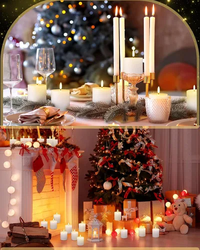 Miniatura 4 de VIHOSE Juego de 6 Velas Sin Llama Blancas con Control Remoto y Temporizador, Velas de Batería Parpadeantes, Velas LED de Tapa Plana para Decoración