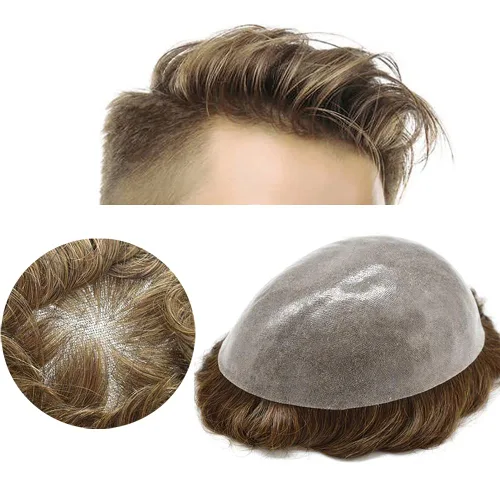 Miniatura 12 de LYRICAL HAIR Tupé de cabello humano para hombres, totalmente polivinílico, tupé para hombre, totalmente transparente, suave, delgada, 0.004-0.005