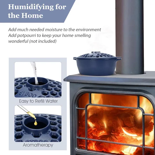 Miniatura 4 de Vaporizador de estufa de leña, humidificador de chimenea de hierro fundido, olla interior para calefacción del hogar, accesorios decorativos
