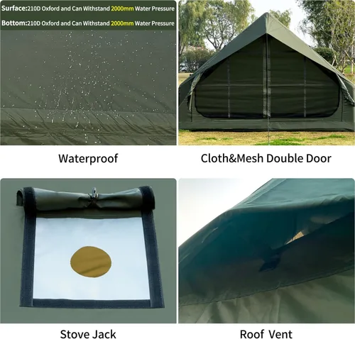 Miniatura 3 de Inflatable Camping Tent with Hand Pump Waterproof Outdoor Blow up Tent 2-8 Person Oxford 4 Season Glamping Air Tent Cabin House with Mesh Windows &