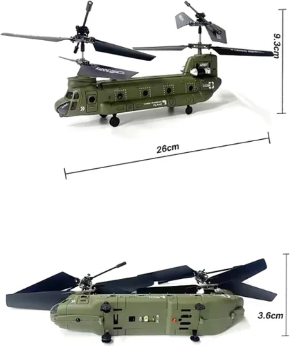 Miniatura 5 de Helicóptero de control remoto, S026H Helicóptero RC de transporte militar con retención de altitud, despegue/aterrizaje de una tecla, luz LED
