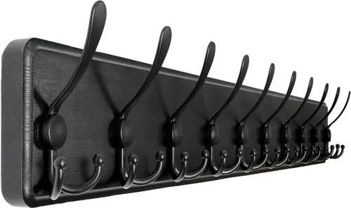 Miniatura 12 de WEBI Perchero de pared, ganchos para abrigos de pared rústicos, 16" de orificio a orificio, gancho grande para colgar en la pared, perchero