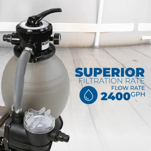 Miniatura 3 de XtremepowerUS Bomba de filtro de arena de 13 pulgadas para piscina sobre el suelo, filtros de arena para piscina con función digital/temporizador