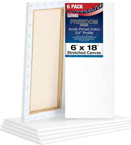 Miniatura 11 de U.S. Art Supply Lienzos estirados de 8 x 24 pulgadas para pintar, imprimado triple de 12 onzas, paquete de 6 unidades, perfil blanco en blanco