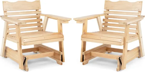 Miniatura 10 de Giantex Mecedora para exteriores – Mecedora de madera para porche con respaldo alto, reposabrazos ampliados, asiento curvo, portavasos giratorio