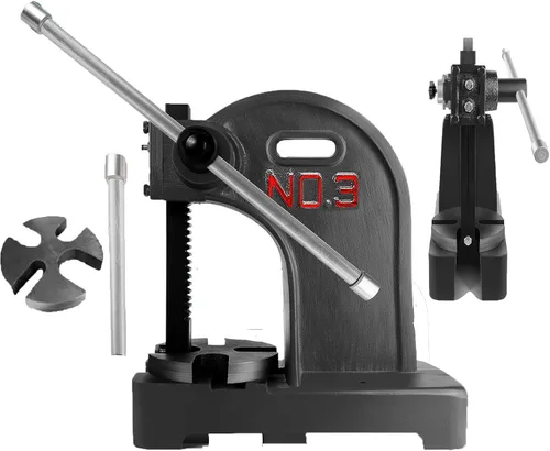 Miniatura 7 de 2 Ton Arbor Press with 3 Drifts, 17.32"H x 15.35"L Manual Arbor Press, for Punching/Carving (2T Black)