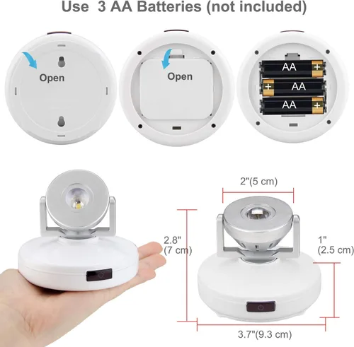 Miniatura 6 de BIGMONAT Foco a pilas, iluminación LED inalámbrica para pintura de cuadros de pared, luz que cambia de color con control remoto y temporizador
